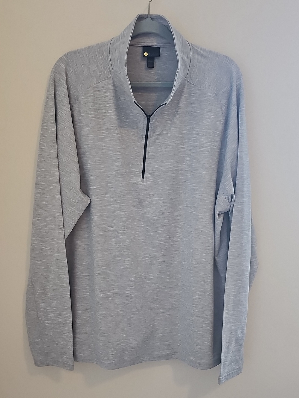 Zella From Norstroms Mens Light Gray Logo Tag Crewneck Henley Zipper Size 2XL